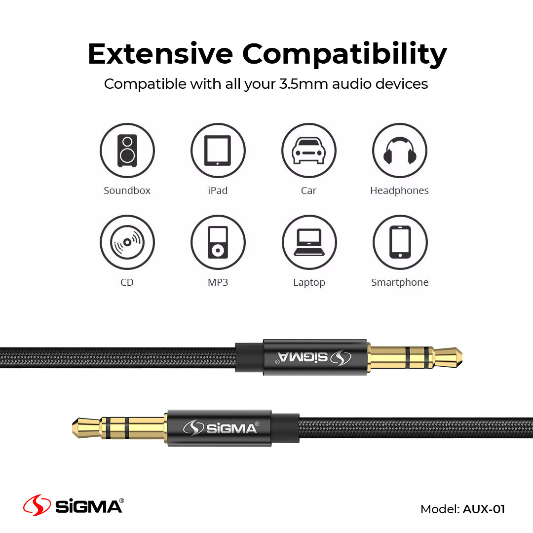 Sigma AUX Stereo Audio Cable - AUX-01